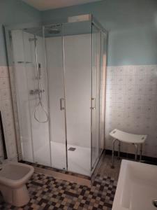 a shower in a bathroom with a toilet and a sink at Forestier in Marennes