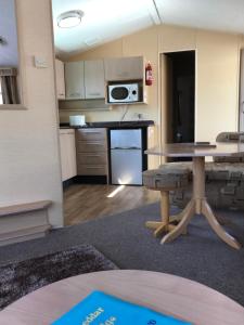 Köök või kööginurk majutusasutuses Pet friendly riverside static caravan