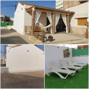 uma série de fotos de um edifício com cadeiras brancas em Casa Pepe de L´ullat em Deltebre