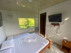 TV a/nebo společenská místnost v ubytování Ecohotel Campo Alegre Norcasia Caldas