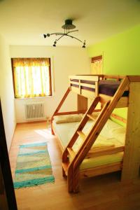 Un dormitorio con una litera en una habitación. en Immenstaad: Große Ferienwohnung, en Immenstaad am Bodensee