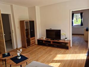 a living room with a flat screen tv at M&M Apartment in Zgornje Gorje
