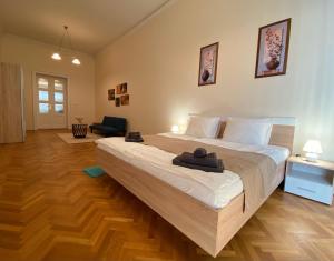 Ένα ή περισσότερα κρεβάτια σε δωμάτιο στο Luxury Vincents Apartments Kosice