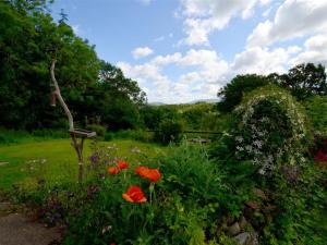 un jardín con flores y un arco en un campo en Holiday Home Maes-yr-Helmau by Interhome, en Dolgellau