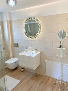 a bathroom with a sink and a mirror at Holiday Home in Sinaia in Sinaia +25 photos