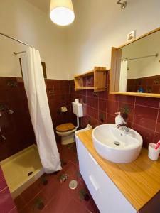 uma casa de banho com um lavatório e um WC em Domus Messapia em Ceglie Messapica