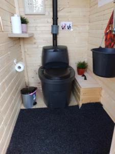 a bathroom with a toilet in a room at Triangle Cabin in Laitila