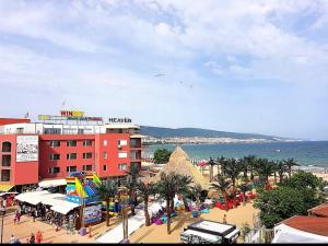 a view of a city with a beach and the ocean at Hotel Largo Beach in Sunny Beach