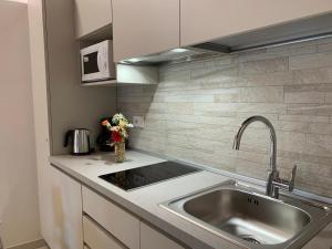 a kitchen with a sink and a counter top at Appartamenti Ca' Gabri & Cici in Garda