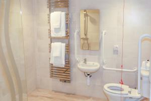a bathroom with a toilet and a sink at Duck Bay Hotel & Restaurant in Balloch