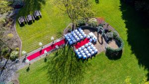 an overhead view of a park with tables and benches at Ardboyne Hotel in Navan