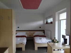 a bedroom with two beds and a window at Relax Center Olimian in Podčetrtek