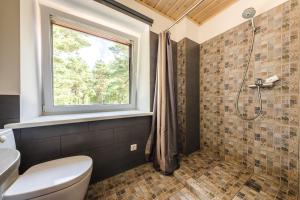 e bagno con finestra, servizi igienici e doccia. di Guest House "Stellas" a Ziemupe Altre 41 foto