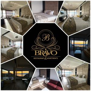 un collage de photos d'une chambre d'hôtel dans l'établissement Apartments BRAVO, à Ohrid