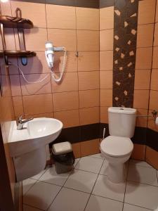 łazienka z toaletą i umywalką w obiekcie Troll w Cisnej +37 zdjęć