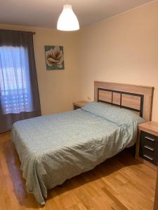 1 dormitorio con cama y ventana en Apartamento del pirineo en Salas Bajas