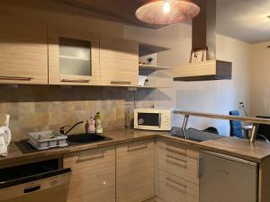 Kuchyň nebo kuchyňský kout v ubytování Platán Apartman
