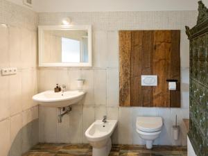 La salle de bains est pourvue d'un lavabo et de toilettes. dans l'établissement Martinkovice 201 Broumov, à Martínkovice