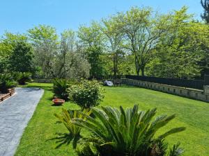 ローマにあるIl Casale nel Parco Guesthouseの塀と草、植物のある庭園