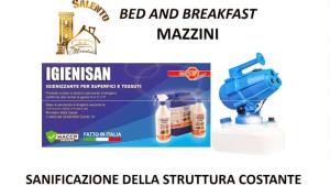 a flyer for a bed and breakfast maschinenka antibiotic machine di Bed & breakfast "MAZZINI" a Leverano