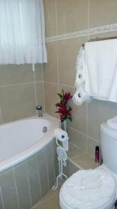 a bathroom with a tub and a toilet and a sink at Eden wilds J124 in Port Edward