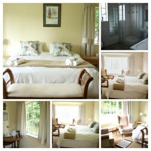 un collage de quatre photos d'une chambre avec un lit et une fenêtre dans l'établissement Sani Window B&B and Self catering, à Underberg