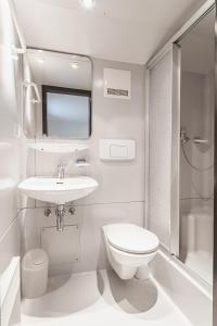 安纳贝格-伦格茨freeride-living的带马桶和水槽的白色浴室