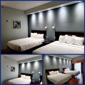 2 Bilder eines Hotelzimmers mit 2 Betten in der Unterkunft Blue Bay Inn and Suites in South Padre Island