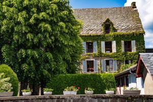 una casa con un árbol delante de ella en les tilleuls, en Besse-et-Saint-Anastaise