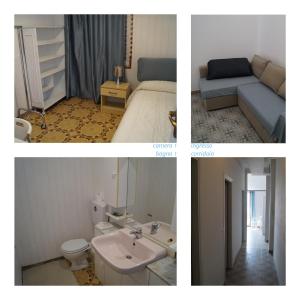 a collage of three pictures of a bedroom and a bathroom at CASAVACANZE GIEFFE in Varazze