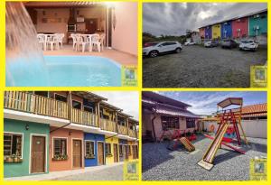 un collage de fotos de una casa y una piscina en Pousada Vivenda dos Açores, en Penha