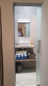 a bathroom with a sink and a mirror at Guest Apartment Paulo in Recife