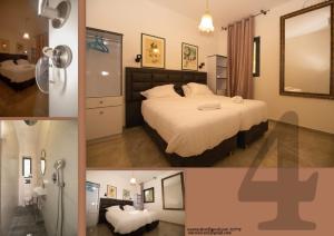 un collage de photos d'une chambre d'hôtel dans l'établissement Eden Boutique Rooms in Front of The Walls, à Jérusalem