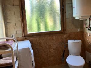 a bathroom with a toilet and a window at Domek Green Dźwirzyno in Dźwirzyno +18 photos