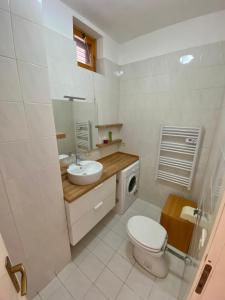 ミラッツォにあるCasa Mare Milazzo - Lenzuola e Asciugamani non inclusi nel prezzoのトイレと洗面台を備えた白いバスルーム
