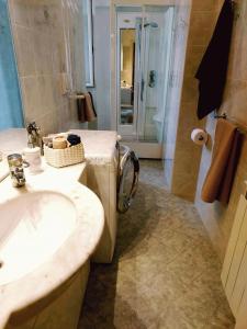 阿爾瑪迪塔賈的住宿－Casa Cornice，一间带水槽和淋浴的浴室