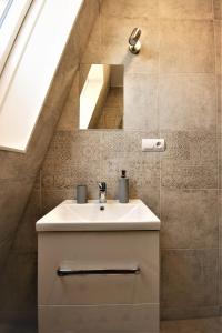 a bathroom with a sink and a mirror at Pensjonat Stary Busko Zdrój in Busko-Zdrój +28 photos