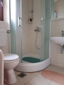 a bathroom with a shower with a toilet and a sink at Relax Zone III in Malinska +20 photos