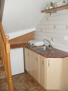 a kitchen with a sink and a counter at Pokoje Jadwiga Konkel in Jastarnia