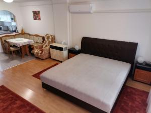 "ハルカーニャ"にあるAida apartmanのベッドルーム1室(ベッド1台付)、リビングルームが備わります。