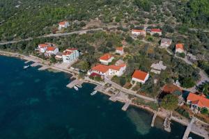 an aerial view of a house on an island in the water at Apartments Tara - 70 m from beach in Brbinj