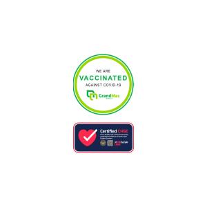a sticker with the text we are kazakh administeredamine group ivf clinics at Grandmas Plus Hotel Seminyak in Seminyak