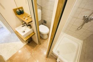 ein Bad mit einem WC, einem Waschbecken und einer Dusche in der Unterkunft Argentum Luxury Apartment in Split
