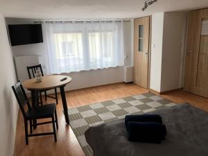 Telewizja i/lub zestaw kina domowego w obiekcie Łabędź Jastarnia