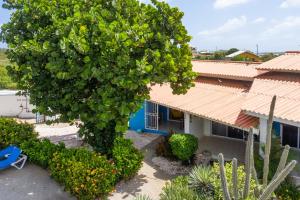 a large tree in front of a house at Studio at the pool in tropical Resort Seru Coral with privacy and large pool in Willemstad