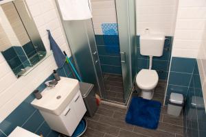 Un baño pequeño con inodoro y lavabo. en Apartment Helena, en Trebinje