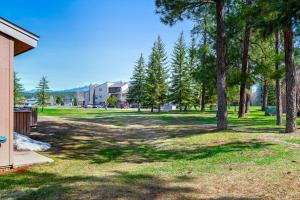 a park with trees and a building in the background at Pines 4043 in Pagosa Springs