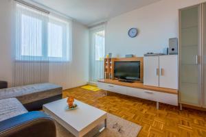 a living room with a couch and a tv at Apartment Ruzica in Crikvenica