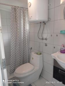 Un baño pequeño con inodoro y lavabo. en Ravne Apartman, en Visoko