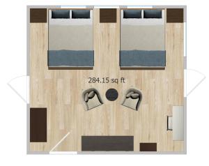 plan piętra sypialni z dwoma łóżkami w obiekcie Cougar Ridge w mieście Torrey